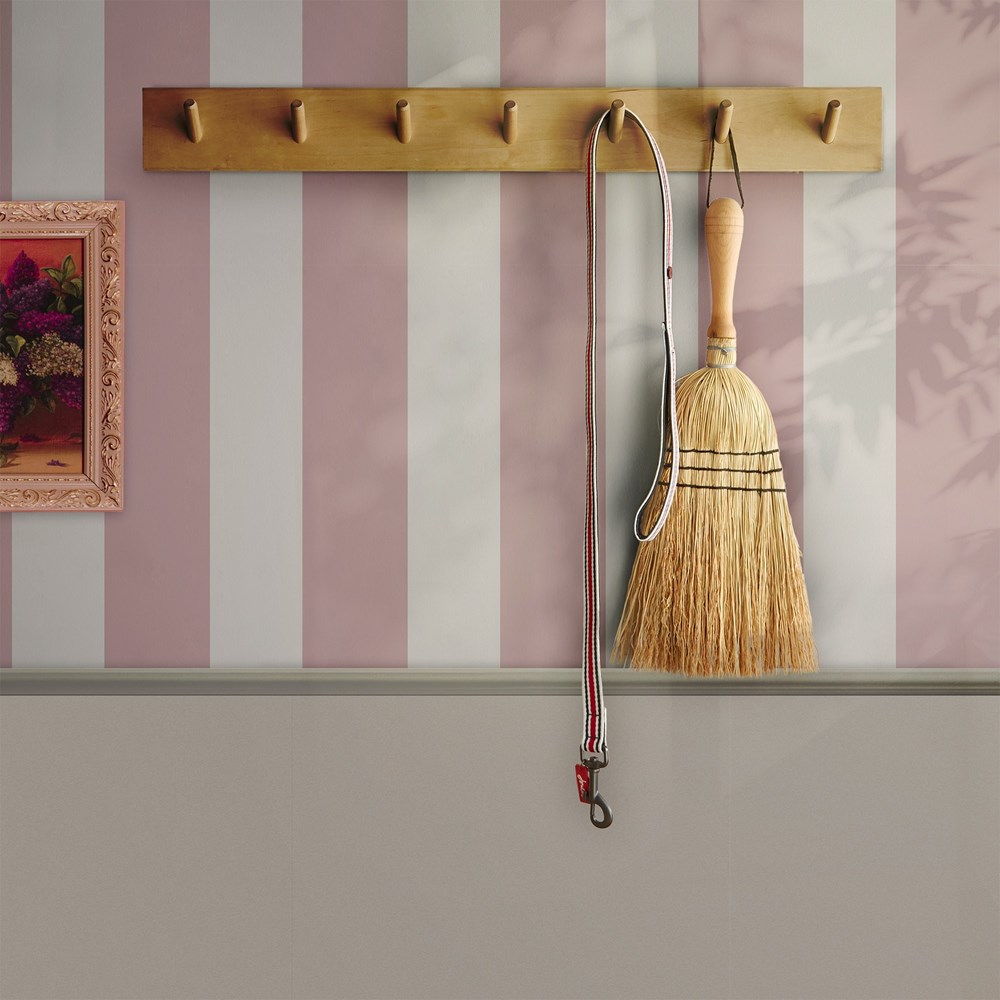 Harborough Stripe Wallpaper 120890 by Joules in Pink